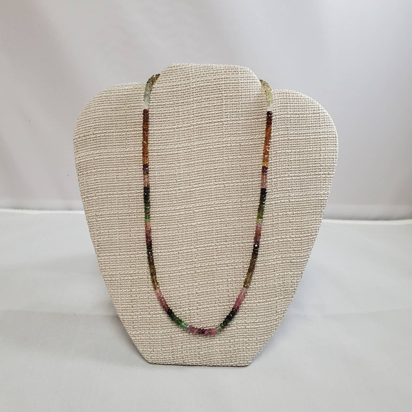 Watermelon Tourmaline Necklace w/Rhodium Clasp (19")