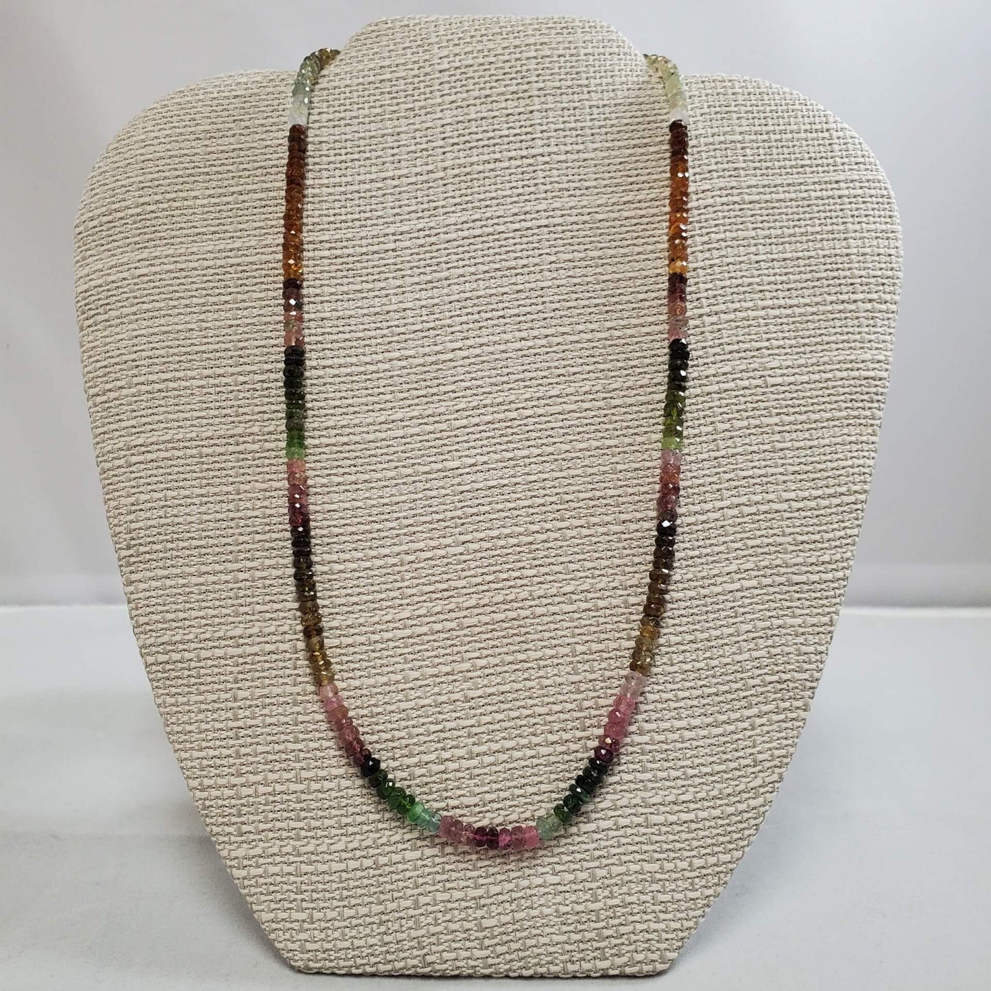 Watermelon Tourmaline Necklace w/Rhodium Clasp (19")