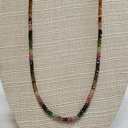 Watermelon Tourmaline Necklace w/Rhodium Clasp (19")